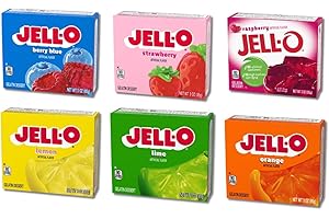 LA VOIE FOODS La Voie Jello Gelatin Variety Pack, 6 Flavored Instant Jell Dessert Mix, Blue Berry, Strawberry, Raspberry, Lemon, Orange and Lime (3oz/Pack of 6)