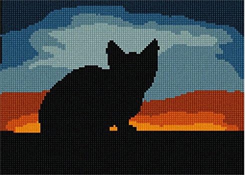 Pepita Needlepoint Canvas: Cat Sunset, 10" x 7"