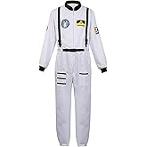 Men's Adult Astronaut Spaceman Costume Coverall Pilot Air Force Flight Jumpsuit Dress Up Party