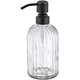TUTEW Glass Soap Dispensers with Oil Rubbed Bronze Pump Head, Hand Soap Dispenser for Kitchen and Bathroom, Heavy Glass Soap Dispenser 15oz, High Purity Glass (1 Pack)