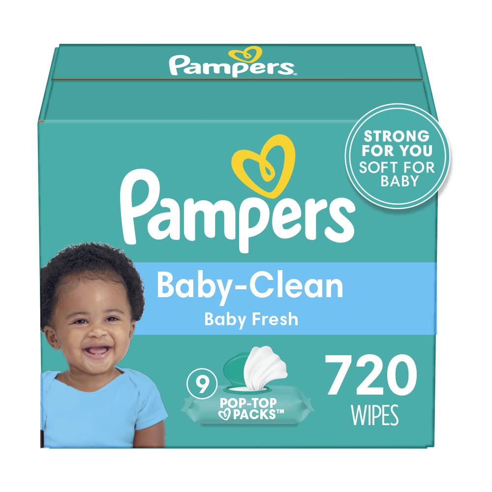 Pampers Baby Wipes, Complete Clean Baby Fresh Scented 9X Pop-Top Packs 720 Count