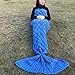 T-tviva Handmade Knitted Mermaid Tail Blanket，All Seasons Warm Sofa Quilt Living Room Blanket for Kids and Adults (70.9