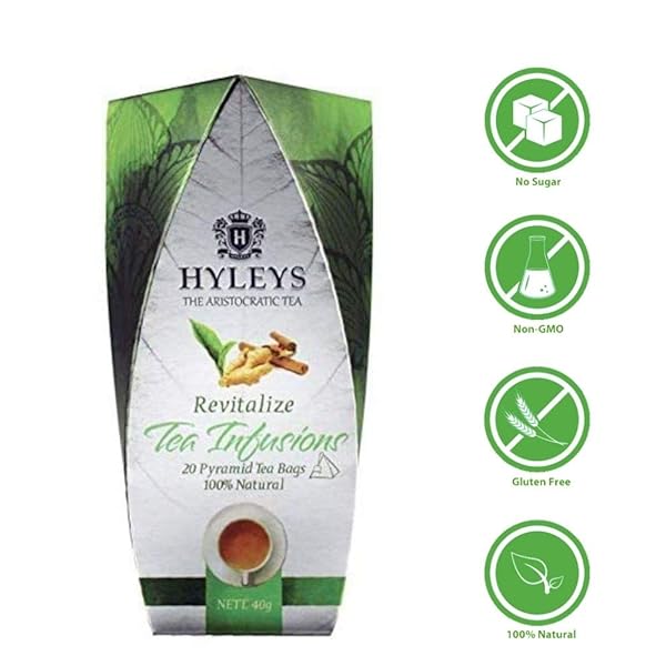 HYLEYS GREEN TEA WITH CARDAMOM BLACK PEPPER & CINNAMON (TEA INFUSIONS COLLECTION – REVITALIZE) – 20 TEA BAGS