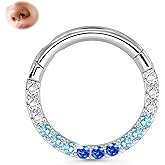 BodyBonita 16G Gradient CZ Septum Rings Jewelry - 316L Surgical Steel Nose Rings Hoops for Women 16G Nose Piercings Cartilage Earrings Helix Rook Tragus Daith Conch Piercing Jewelry 8mm