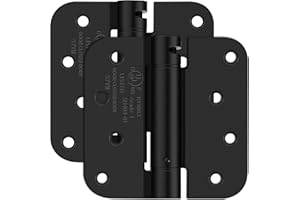 IOQ 4 Inch Self Closing Door Hinges, 5/8" Radius Corners Spring Loaded Hinges for Exterior, Garage, Front and Back Door, UL Listed, for Left and Right Hand Door, Matte Black, 2 Pack