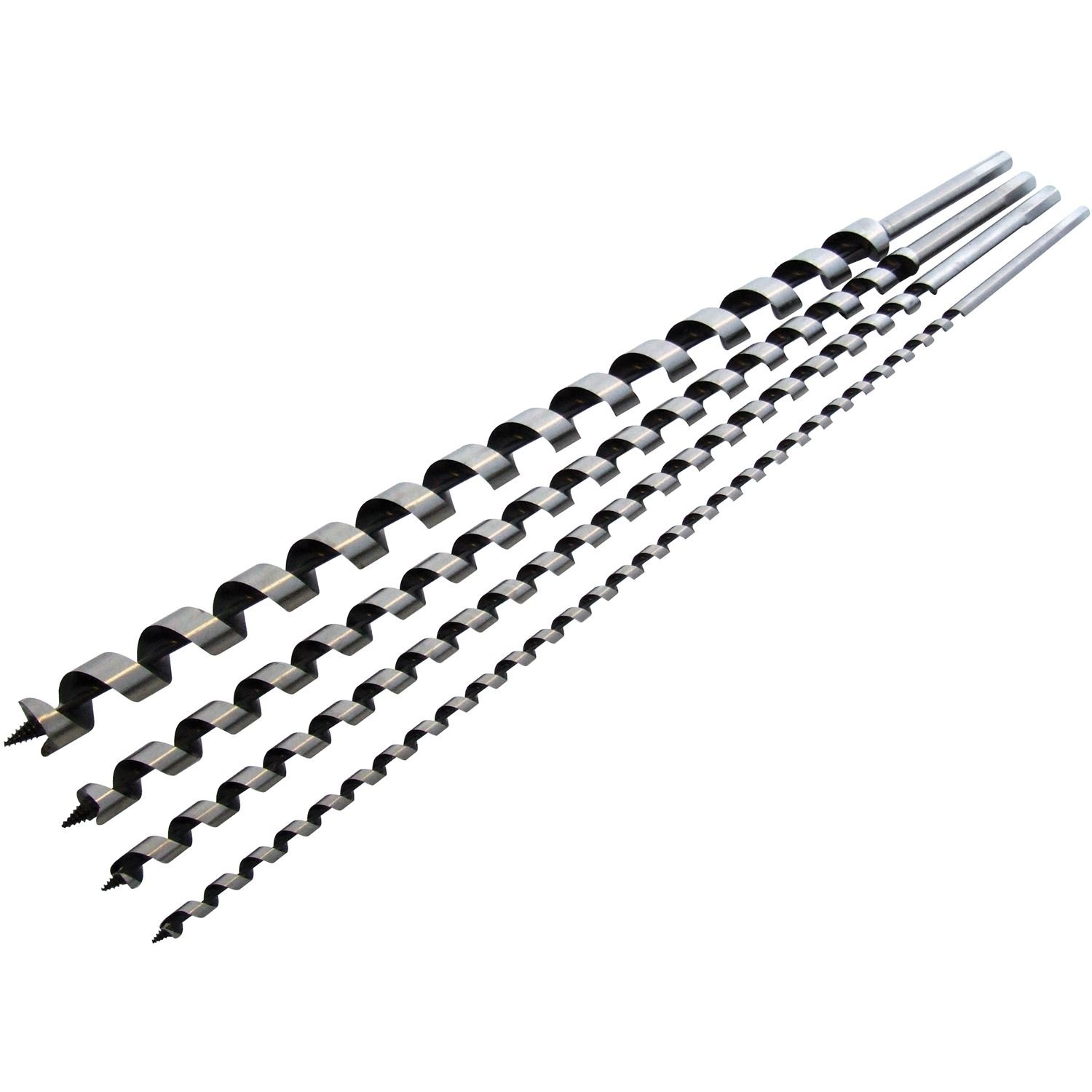 4pc 600mm Auger Drill Bit Set Hex Shank 8 12 16 24mm Wood Work Extra
