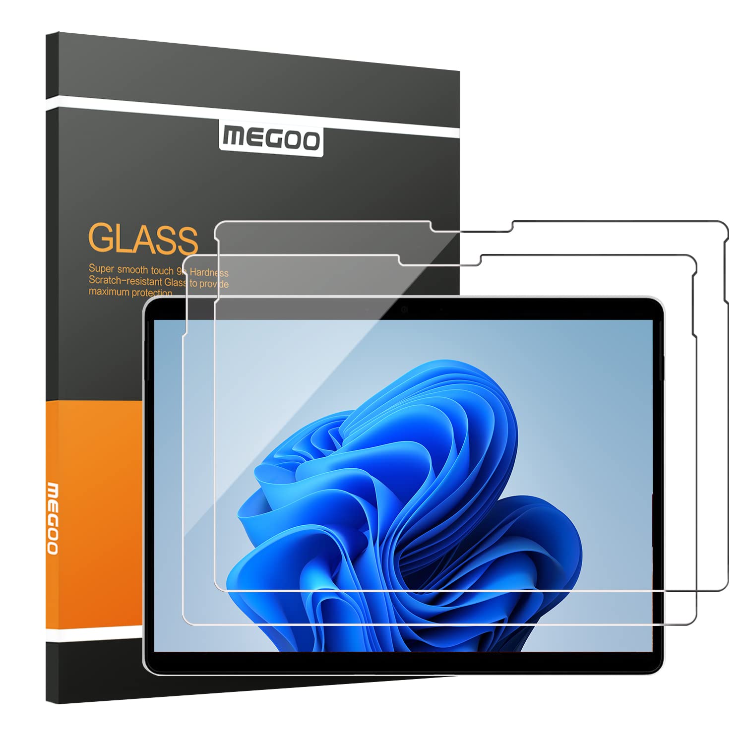 MEGOO Screen Protector for Microsoft Surface Pro 11 (2024), Surface Pro 9, Pro 10, Pro 8, Pro X [13 inch] - Tempered Glass, Smooth Touch, Compatible with Surface Pen, 2 Pack