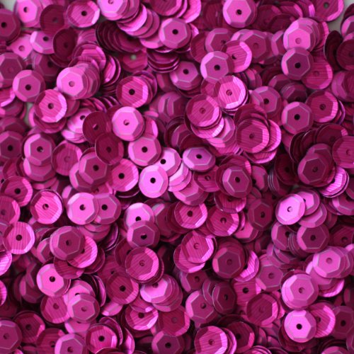 6mm CUP SEQUINS Facet PAILLETTES ~ FUCHSIA PINK Silk Frost Matte ~ Loose paillette sequins for embroidery, applique, arts, crafts, bridal wear and embellishment. Made in USA