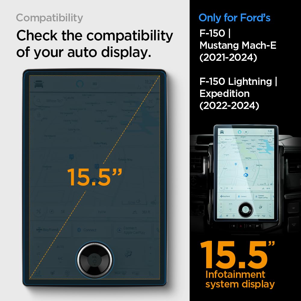 Spigen Tempered Glass Screen Protector [GlasTR Slim] designed for Ford F-150 Lightning, Expedition, Mustang Mach-E 15.5 inch Dashboard Touchscreen