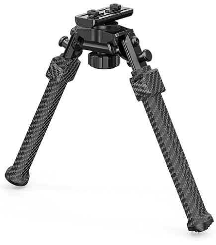 Tactical Carbon Fiber Rifle Bipod Tall with Quick Detach Lever
