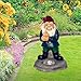 GreenLighting Solar Powered Middle Finger Lawn Gnome - Light Up Home Garden Statue