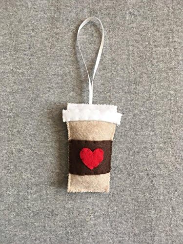 Coffee To Go Ornament in Felt with a Heart