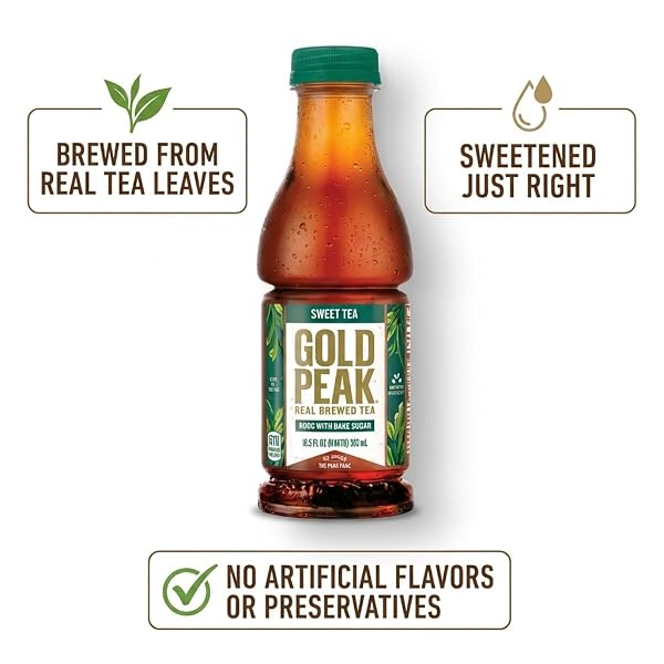 GOLD PEAK 10-PACK VARIETY TEA – 18.5 OZ BOTTLES – EXTRA SWEET, GEORGIA PEACH, LEMON SWEETENED, SWEET’D BLACK & SWEET GREEN – READY-TO-DRINK ICED TEA ASSORTMENT