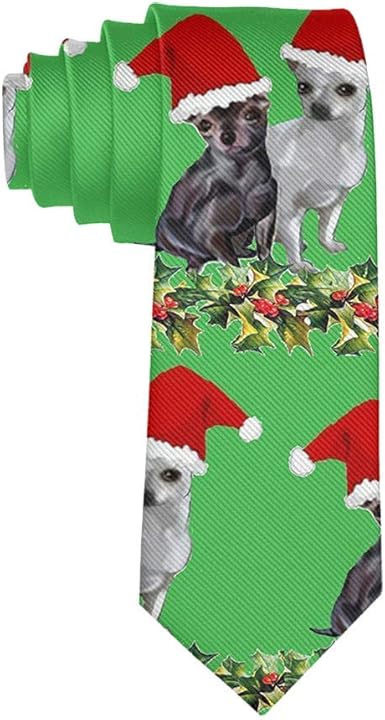 Qingqiu Regalo de corbata de Navidad de Santa Chihuahua para hombre