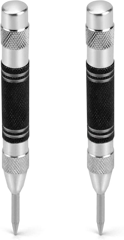 QWORK 2 Pack Automatic Center Punch 5 Inch Spring Loaded Hole Marker Tool