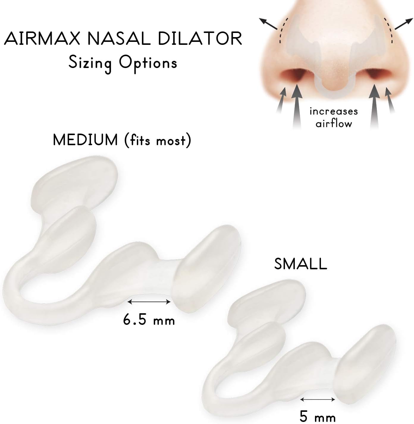 AIRMAX Nasal Dilator for Better Sleep - Natural, Comfortable, Anti Snoring Device, Snoring Solution for Maximum Airflow & Easier Breathing (Medium - Clear): Health & Personal Care