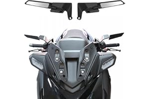 WODHMIEY Universal Motorcycle Rear View Mirror with 8mm 10mm Bolt, High Definition Handlebar Wing Foldable Mirrors for M8 M10