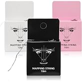 ATOMUS Eyebrow Mapping String 3 Pack Pre-inked 10m(32ft) Microblading String for Brow Marking 3 Colors Black White Pink Measuring String for Eyebrow Makeup