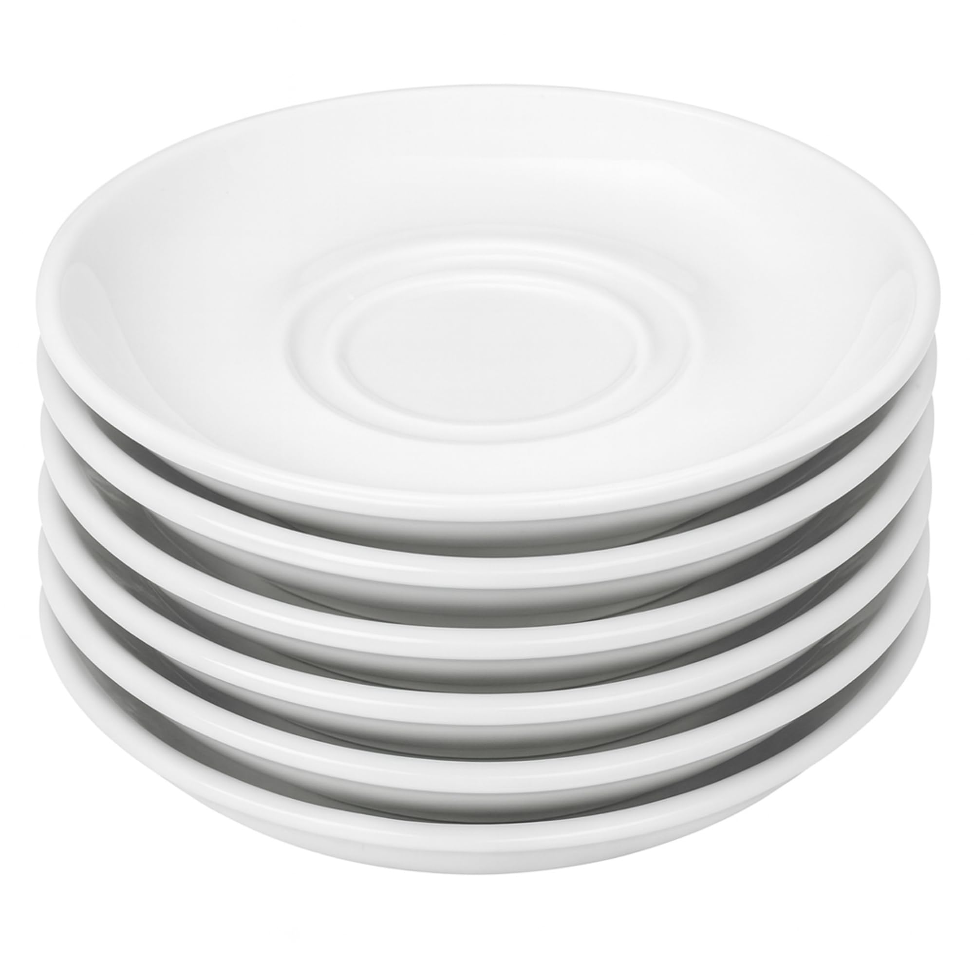 Utopia Pure White Double Well Saucer 15 cm (6 inch) – Fully Vitrified Porcelain Saucer for Coffee & Tea Cups – Dishwasher & Microwave Safe – Professional Catering Hospitality Tableware (Pack of 6)