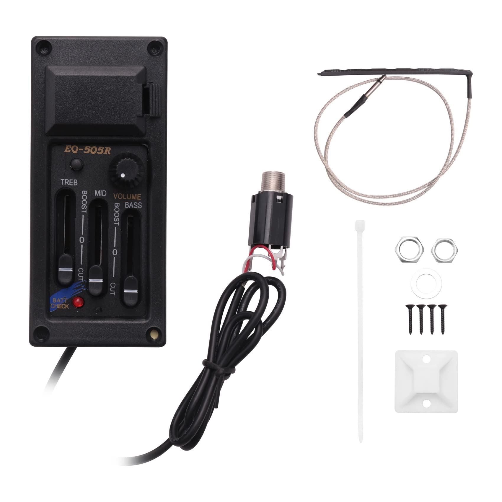 Yindhgdr EQ-505R Acoustic Guitar 3 Band Preamp Amplifier Equalizer Piezo