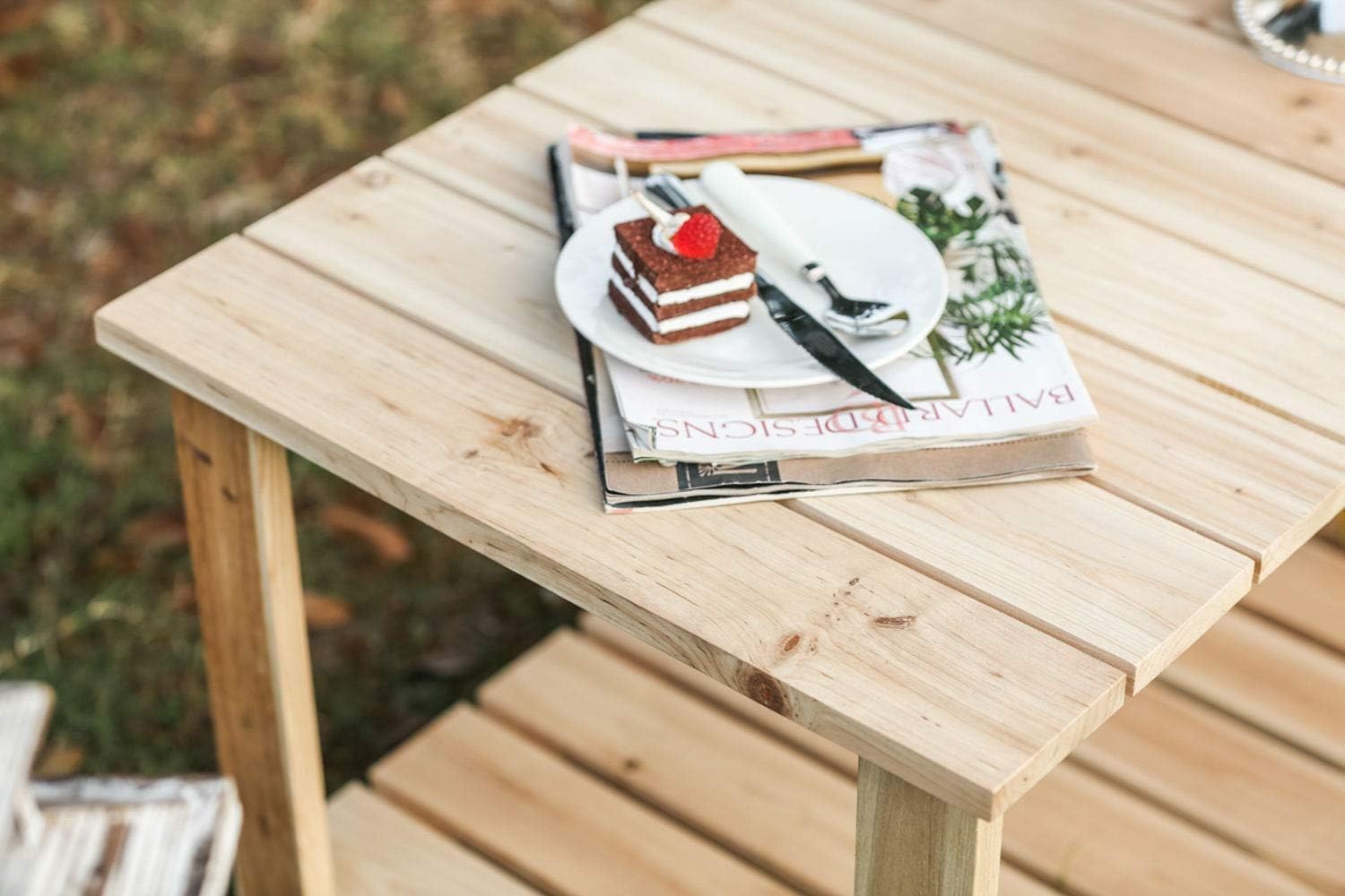 LOKATSE HOME Adirondack Wooden Tea Table, Natural : Garden & Outdoor