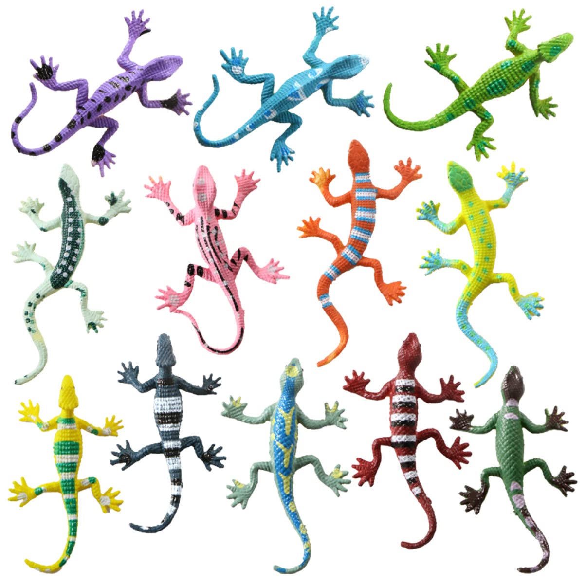 Toyvian Plastic Lizard Toys, 12pcs Colorful Fake Lizard Toys Realistic Reptile Mini Figurines for Kids Educational Party Favors Decorations