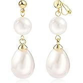 Voaino Clip On Earrings for Non Pierced Ears, Gold Tone Lightweight Clip-On Earrings for Women, Vintage Style Jewelry for Everyday Wear