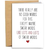 RYYike Funny Sympathy Card for Him Her, Humor Get Well Card for Men Women, Encouragement Card for Family Friends Coworker, Support Card, Only Swear Words