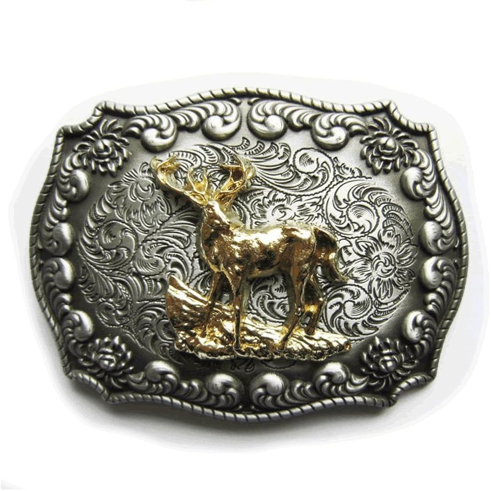 Golden Deer Buck Western Belt Buckle at Amazon Men’s Clothing store