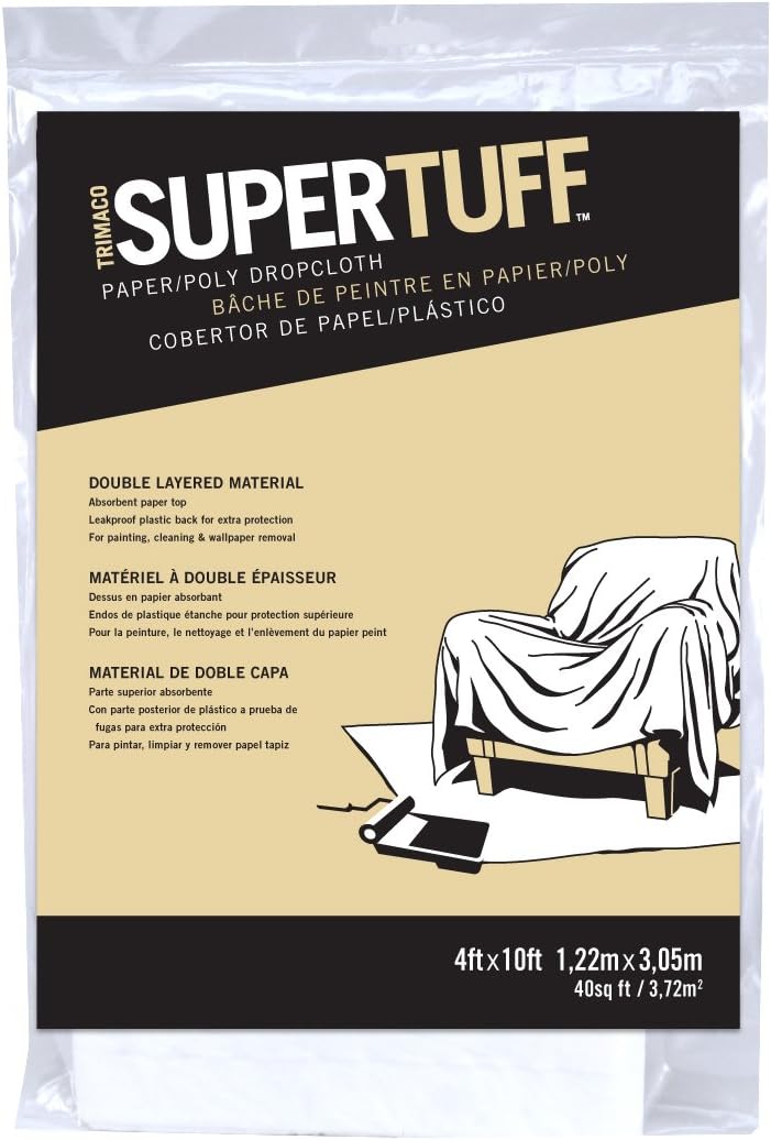 Trimaco 2602 Double Guard Super Tuff 2-Layer Drop Cloth, 4-feet x 10-feet: Home & Kitchen