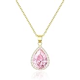 Linawe Crystal Chain Necklace for Women Trendy, Imitation Diamond Pendant, Statement Cubic Zirconia Boho Jewelry Set, 14K Gold/Rose Gold/Silver Birthstone Necklace
