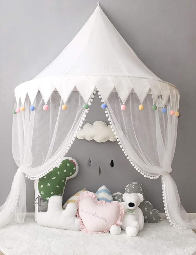 Betthimmel Babybett Baldachin Kinderzimmer Moskitonetz Bett Baby Zelt Spielen Zimmerdekoration für Babys, Mädchen, Jungen, Mü