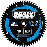 CRALY 10 Inch 60 Teeth Fine Finish Wood Cutting Circular Saw Blade, 5/8 Inch Arbor, Carbide Tipped, Thin Kerf, Black Ice Coat