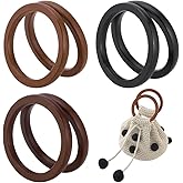 PH PandaHall 6pcs Wooden Flat Round Bag Handles 3 Colors Decorative Purse Handles 4.5 inch Ring Handbag Purse Handle Replacement for DIY Handmade Woven Bags Purses Handbags Totes Making