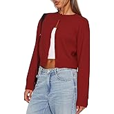 Balimtoy Women's Cropped Cardigan Sweaters Long Sleeve Button Down Sweaters Knit Cardigan Cute Y2k Open Front Crop Top