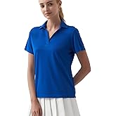 QBK Women's Golf Tennis Polo Shirt Short Sleeve V Neck Collared Athletic Workout Tops Dry Fit UPF 50+