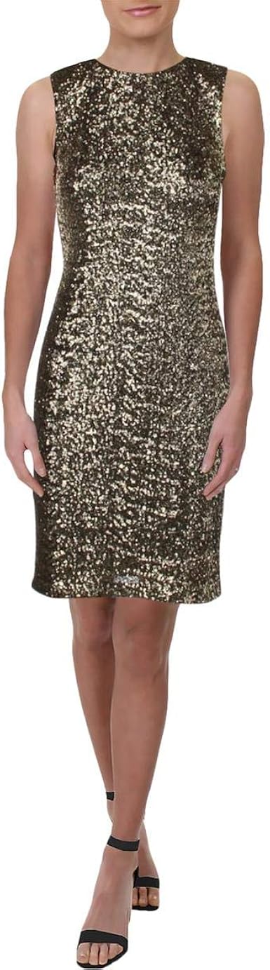 calvin klein gold sequin dress