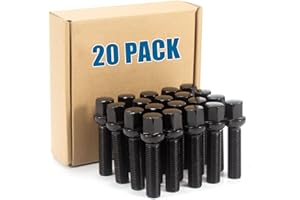 JiiinMiiin 14x1.5 Lug Bolts Ball Radius Seat with 17mm Hex, 45mm Shank Length, M14x1.5 Thread, Black 20 Pack
