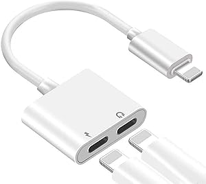 [Apple MFi Certified] 2 in 1 Dual Lightning iPhone Adapter & Splitter, Headphones Adapter 4 in 1 Aux Audio+Charge+Call+Volume Control Converter Cable Compatible for iPhone SE/11/11 Pro/XS/XR/X/8 7