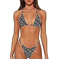 MIKETAI Sexy Bikinis for Women 2 Piece Bikini Spaghetti Strap Swimsuits Solid Color Bathing Swimwear Triangle Bathing Suit