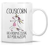 Retreez Funny Cousin Mug Awesome Cousicorn Unicorn 11 Oz Ceramic Coffee Mug - Thank-you Sarcasm Sarcastic Motivational Inspirational Birthday Gift for her him bestie brother sister nephew niece