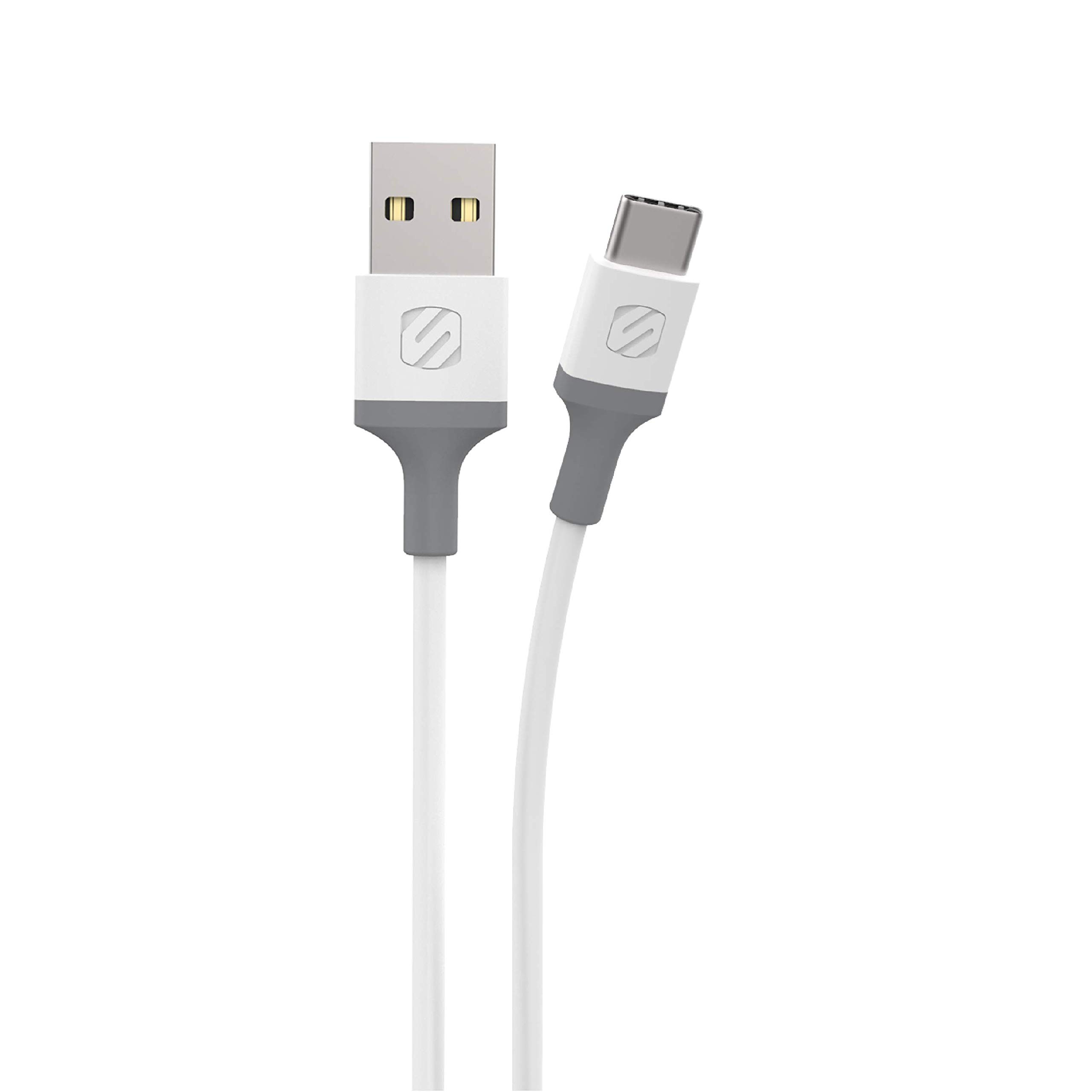 Scosche CA4WG-SP Strikeline USB-A to USB-C Sync Charging Cable, 4 Feet, White/Gray
