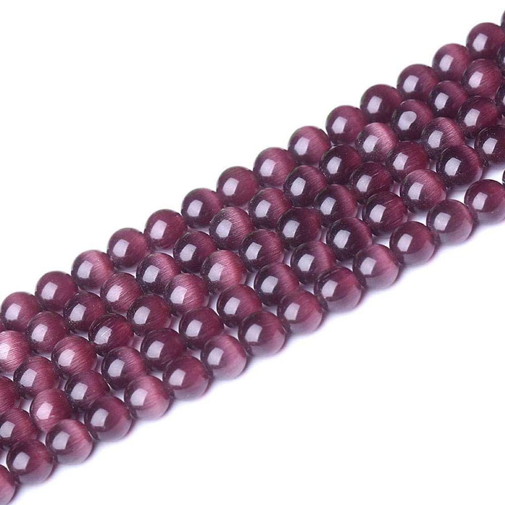 Purple Cat Eye Beads Round 6mm Semi Precious Gemstone Loose Beads for Jewelry Making (63-66pcs/strand) — image 1