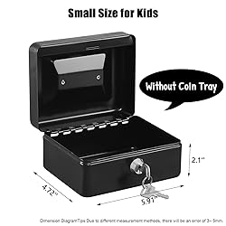 KYODOLED Cash Box with Key,Small Safe Lock Box with