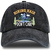 rofiowa Hiking Adjustable Washed Cotton Baseball Cap, Funny Retro Trucker Hat Gift for Men Women Dad Mom Hiking Lover
