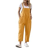 YESNO Women Long Casual Loose Bib Pants Overalls Baggy Rompers Jumpsuits with Pockets PV9