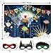 TMCCE Superhero Birthday Party Supplies Superhero Cityscape Photography Backdrop,24 Superhero Masks 6 Superhero Photo Booth Props For Superhero Birthday Party Decorations Favor