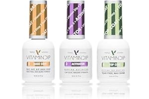 GENERIC Triple Vitamin Dip Powder Nail Liquid Set - Gel Base Activator Gel Top Set 3 (Step 2-4) 18ml - NO LED UV/LAMP Needed, Color French Pink White Nail Dipping Powder DIY Professional Home Salon