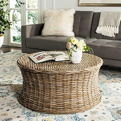 Wicker Round Coffee Table Woven Natural Rattan Palm Sturdy 61rAUPnSu1L