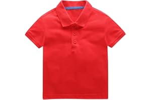 Toddler Boys Girls Classic Pol𝐨 Shirt Short Sleeve T-Shirt Tops Solid Basic Button Up Unifor𝐦 Shirts Cotton Gol𝐟